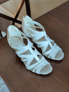 easy street White Strappy Heeled Sandals